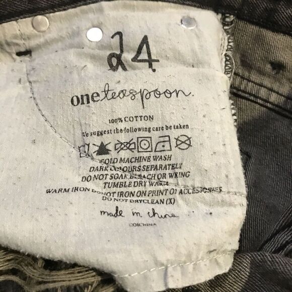 One Teaspoon Distressed Jeans Womens 24 Ripped Washed Denim Black - Picture 5 of 7